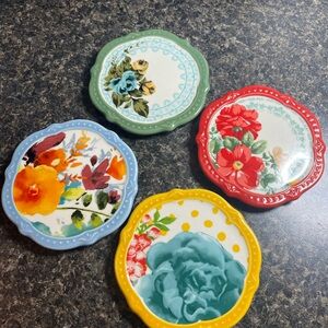 The Pioneer Woman Floral Coasters Set - Red, Green, Blue, Yellow